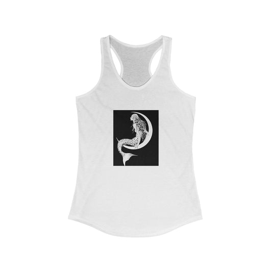 Art Deco Mermaid Artsy Women's Ideal Racerback White Tank Top