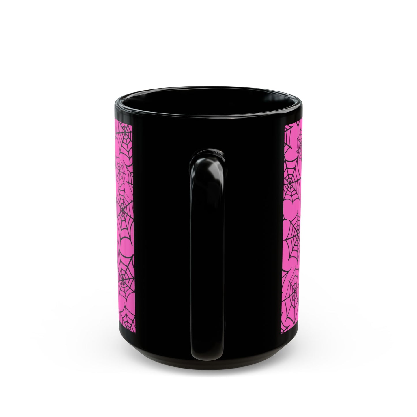 Pink Spiderweb Black Mug 15 oz