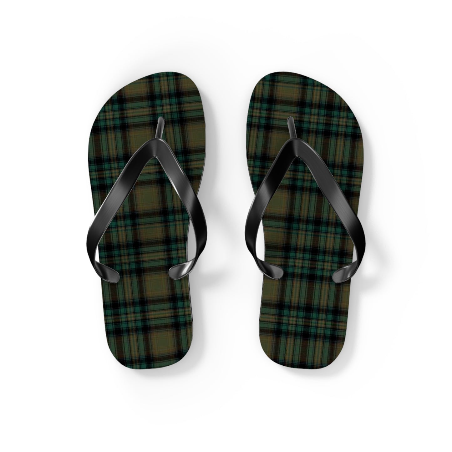 Army Green Plaid Men's Flip Flops