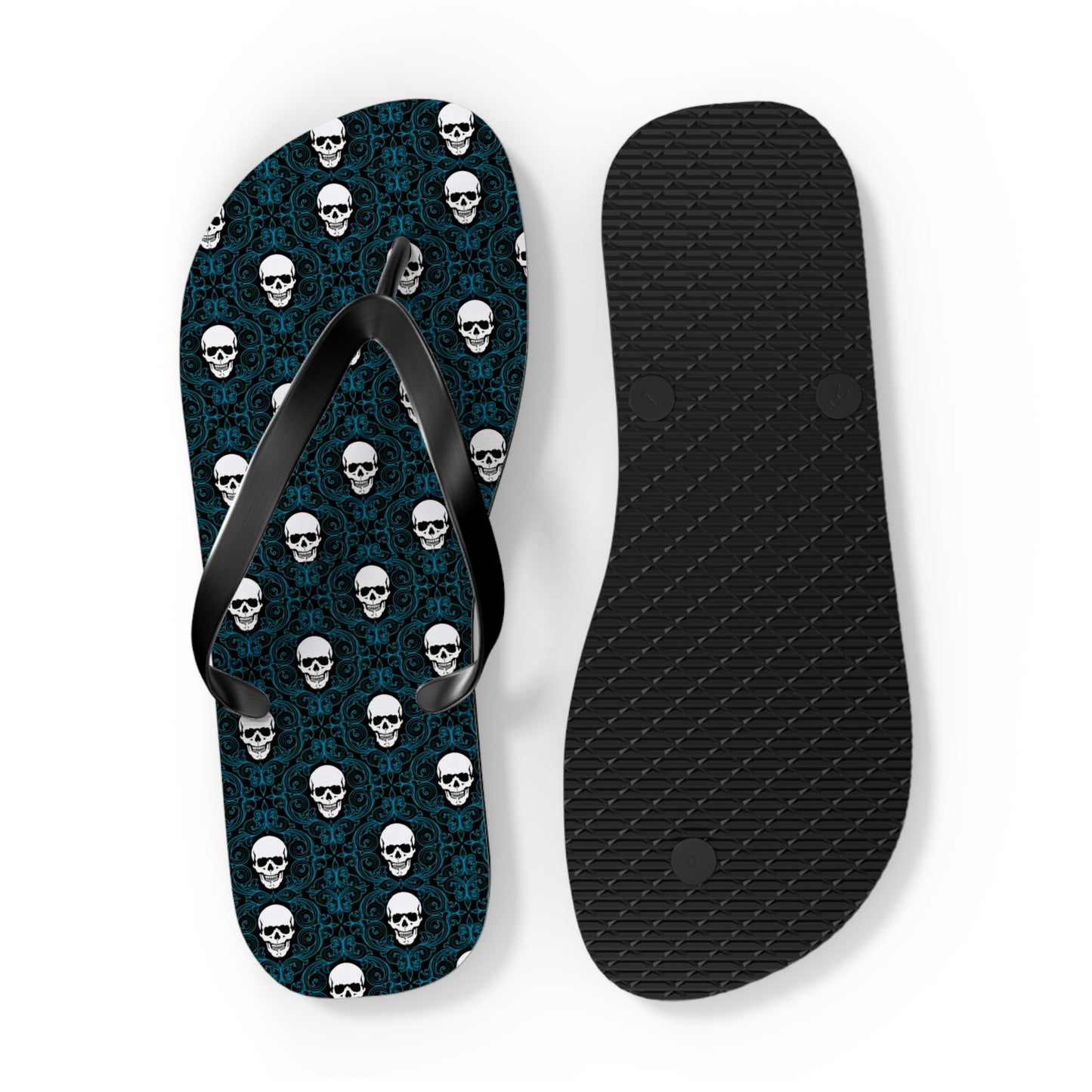 Skulls Dark Blue Men's Flip Flops