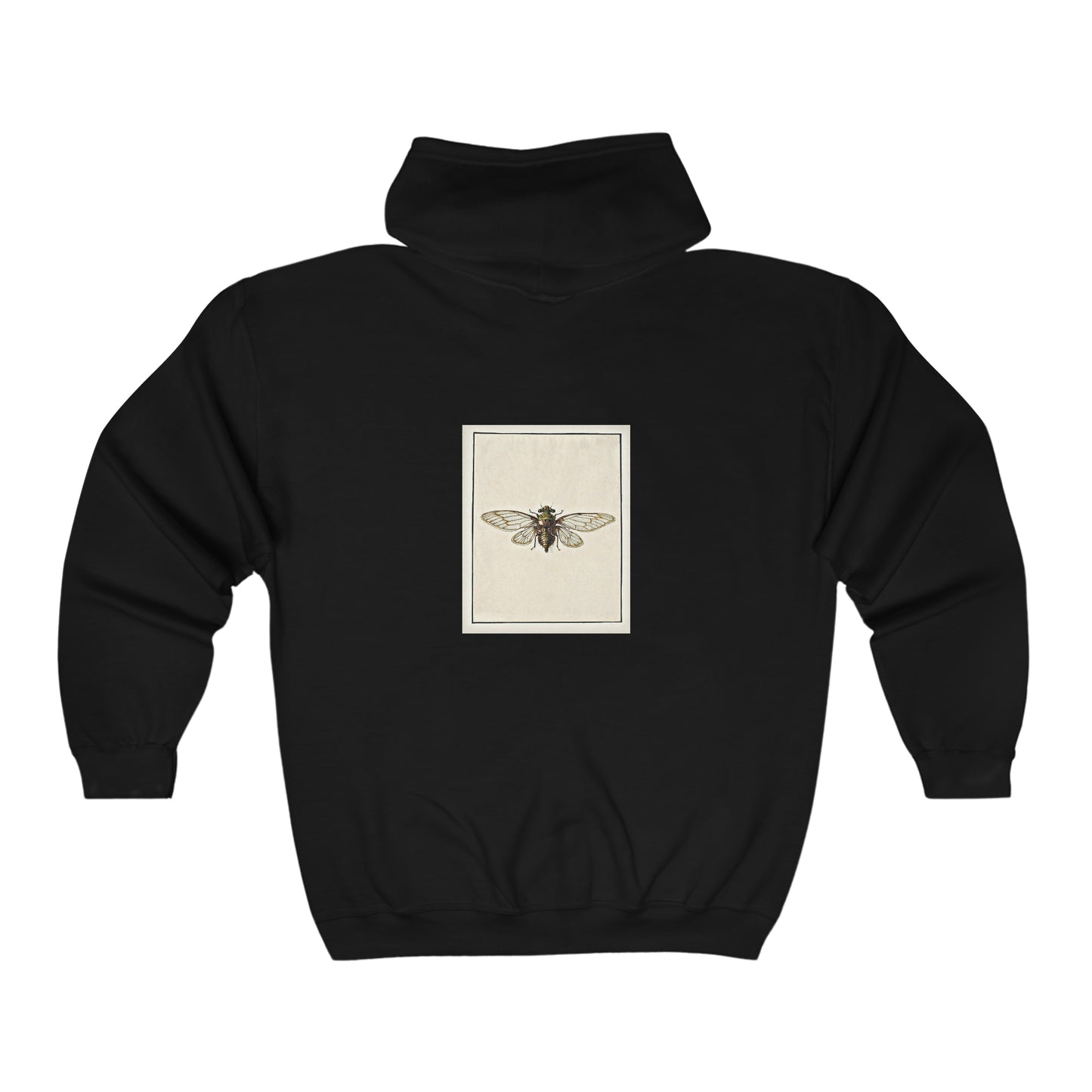 Vintage Bee Art Unisex Heavy Blend™ Full Zip Hooded Sweatshirt Black