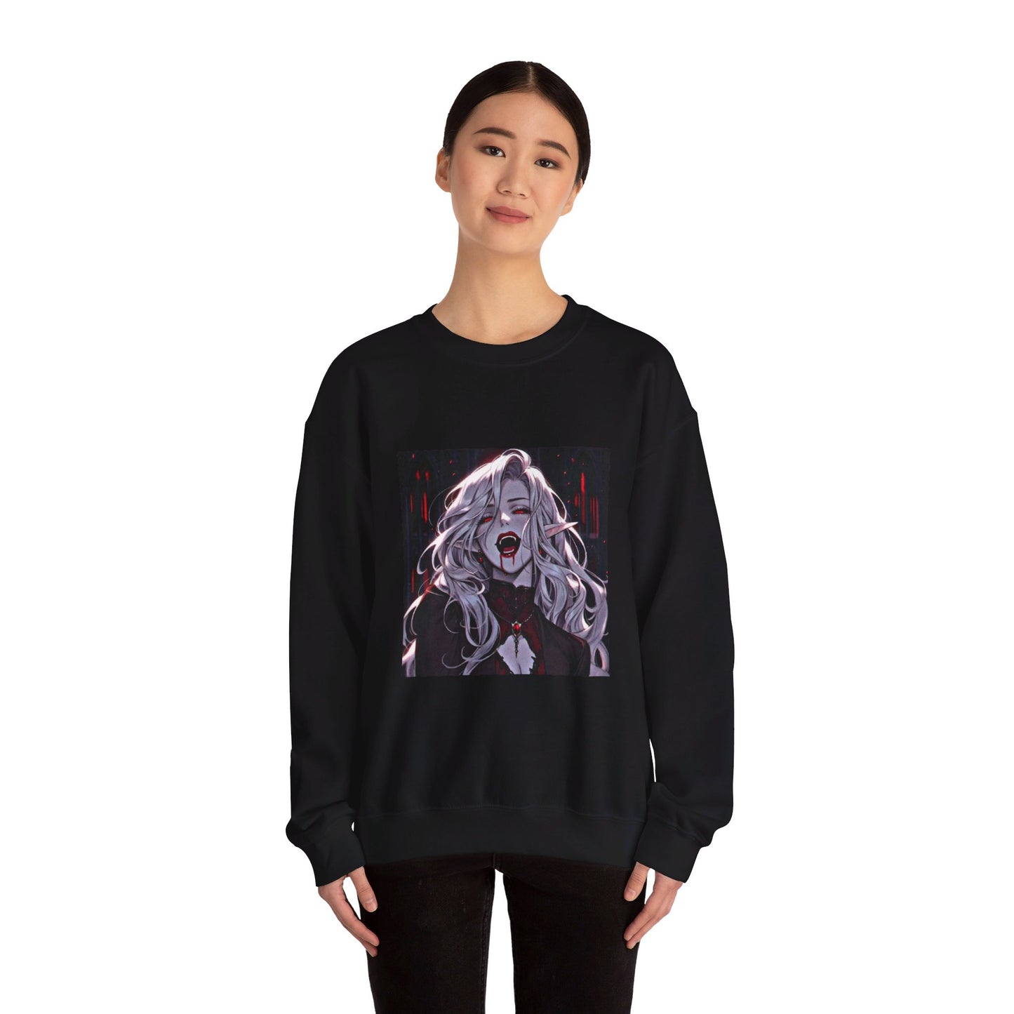 Vampire Gore Anime Art Unisex Heavy Blend™ Crewneck Sweatshirt Black