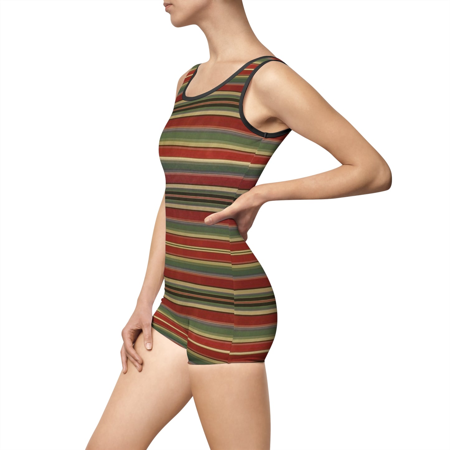 Striped Retro Vintage Style One Piece Swimsuit