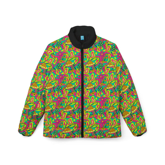 Bright Trippy Pattern Women’s Puffer Jacket