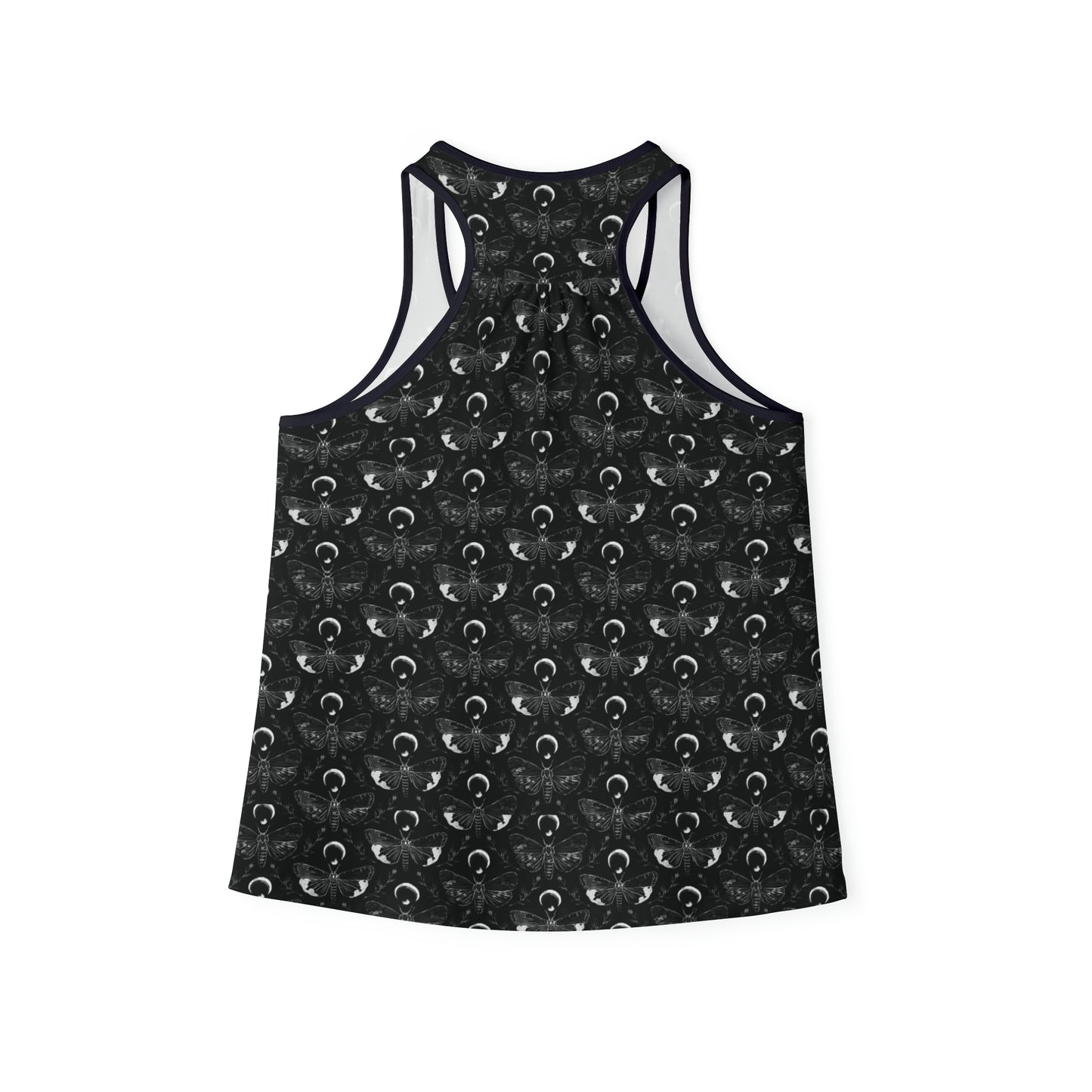 Moth Print Women's Black Tank Top