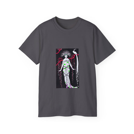 Lady Red and Green Art Nouveau  Unisex Ultra Cotton Dark Gray T-Shirt