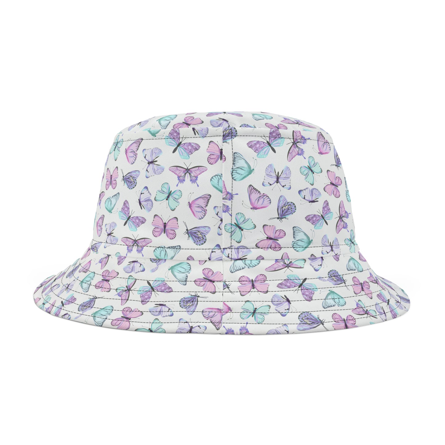 Bucket Hat | White Kawaii Butterfly Y2K