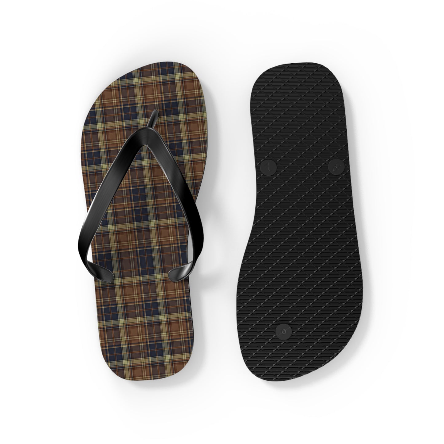 Men's Flip Flops | Brown Plaid