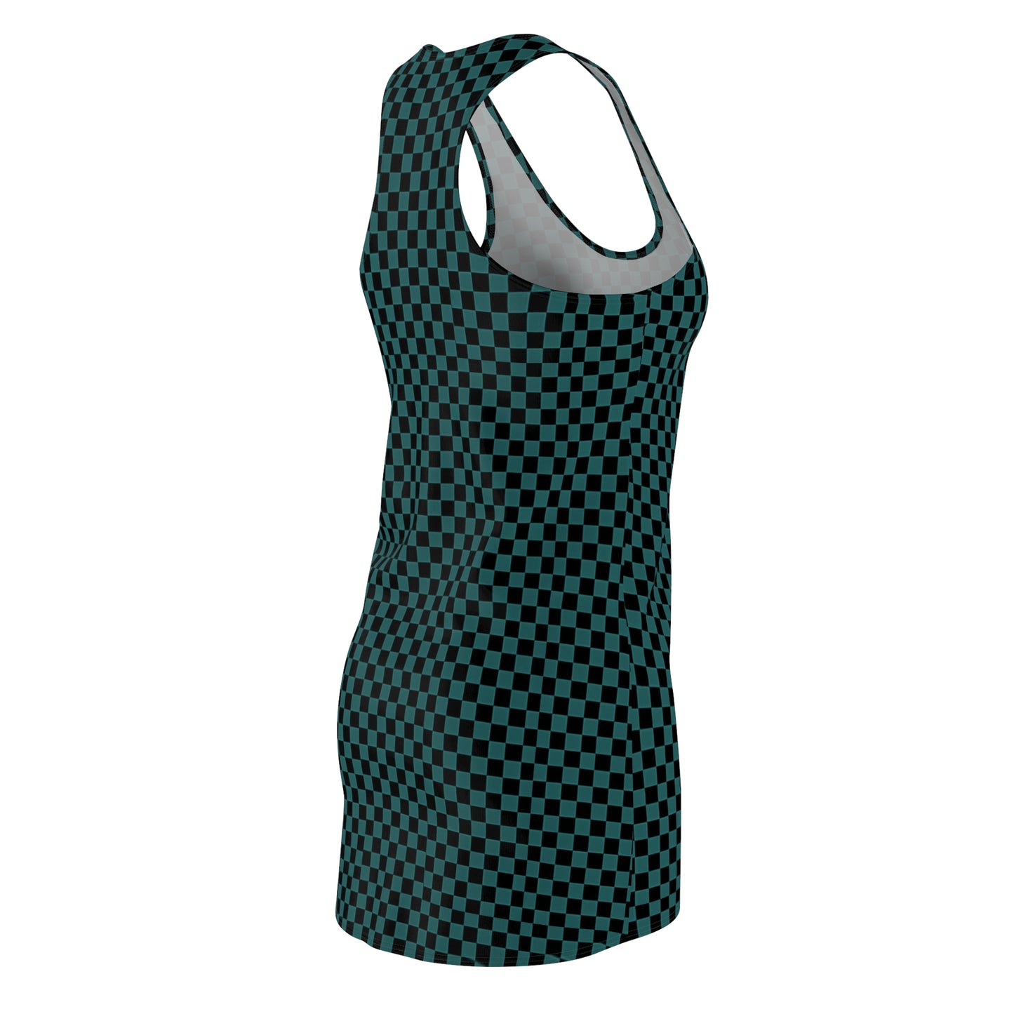 Racerback Dress Teal Black Y2K Checkered