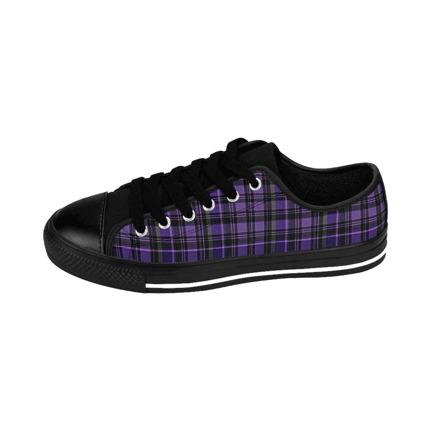 Purple Black Plaid Men's Low Top Sneakers