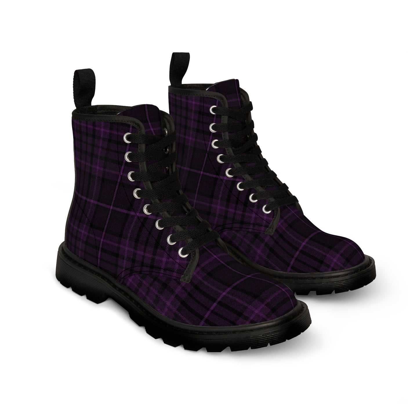 Women's Dark Purple Plaid Alt Boots