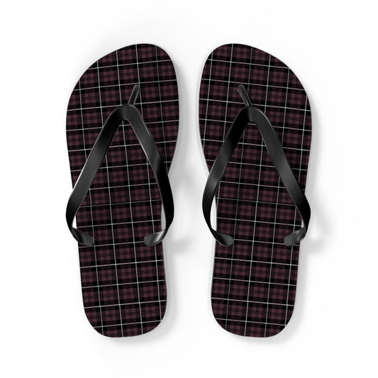 Black Plaid Men's Flip Flops | Dark Purple