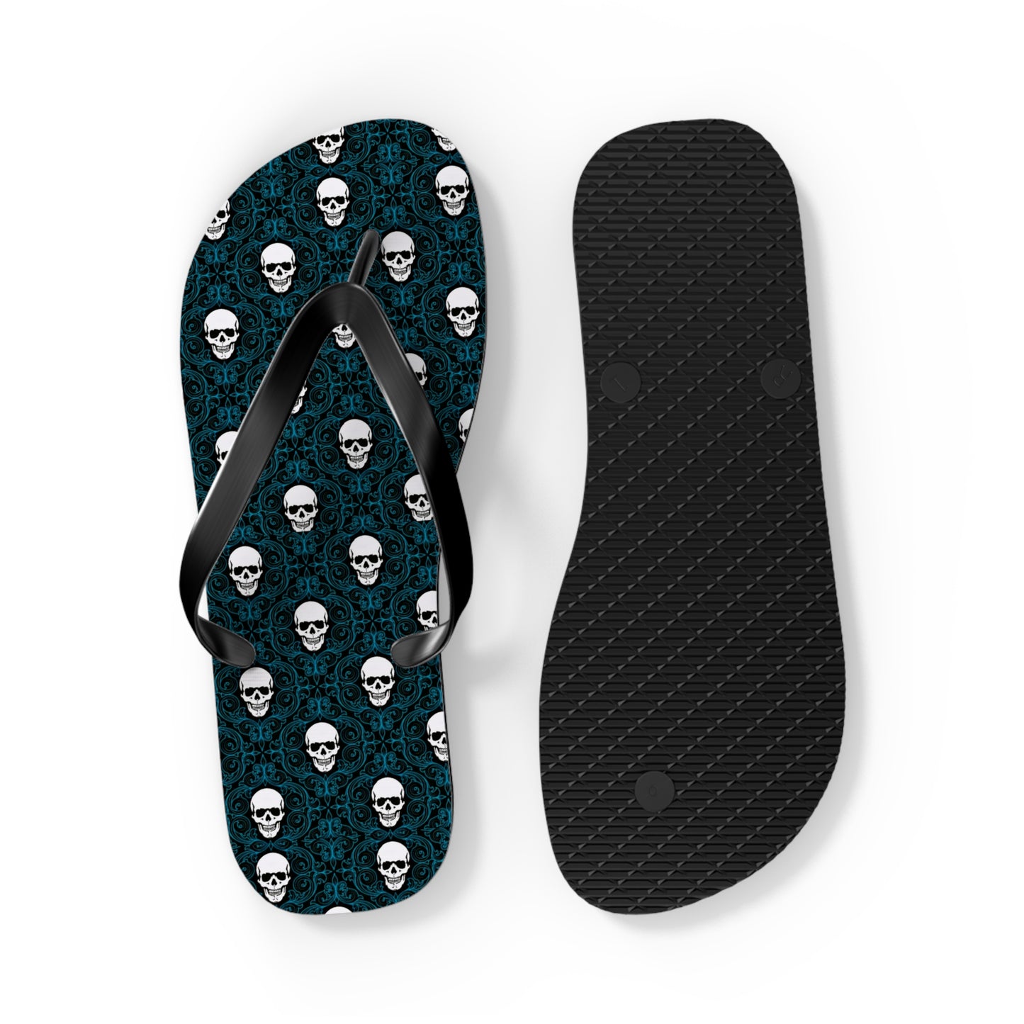 Skulls Dark Blue Men's Flip Flops