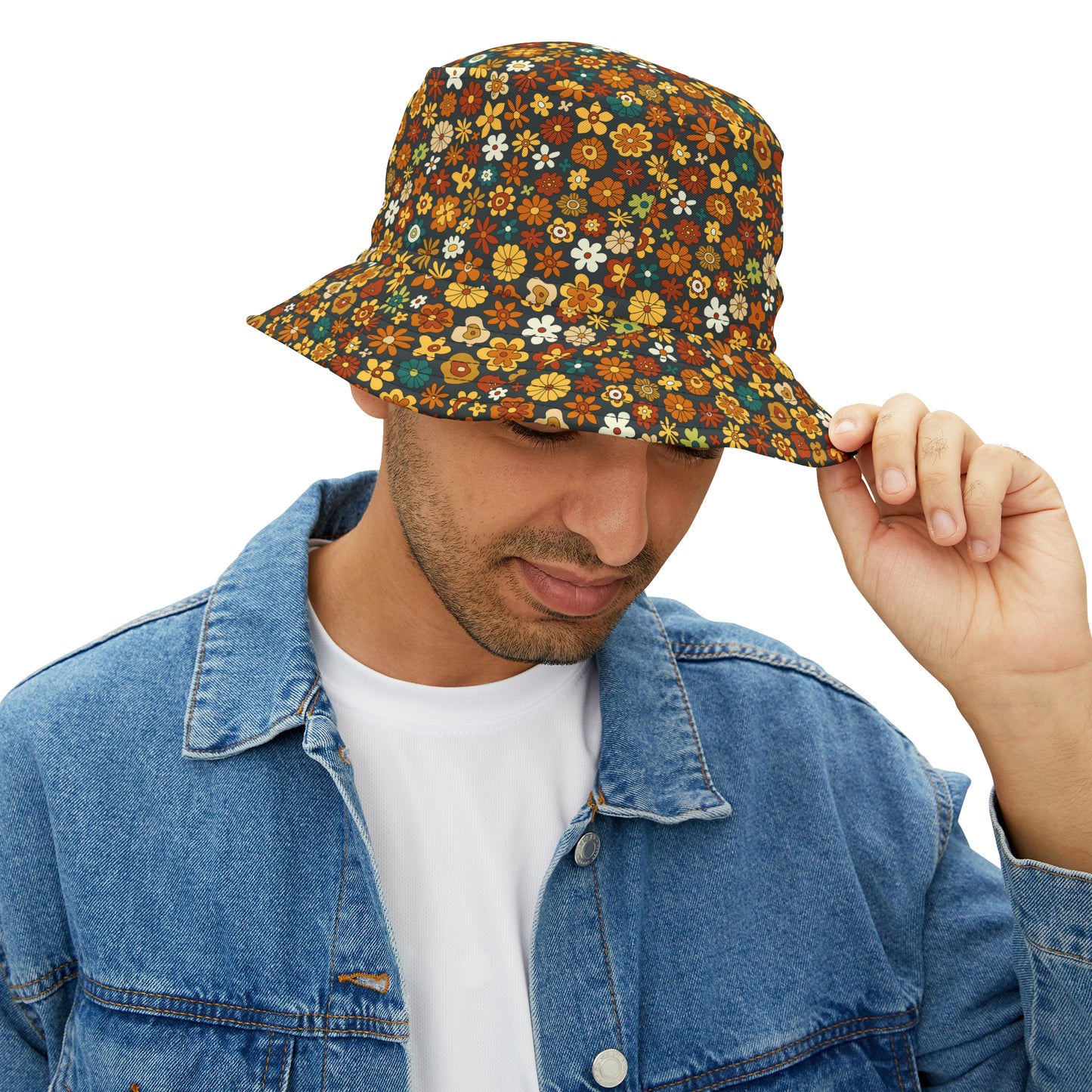 Retro Colorful Hippie Floral Y2K Bucket Hat