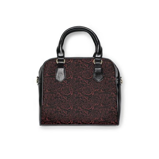 Black and Red Rose Floral Shoulder Handbag