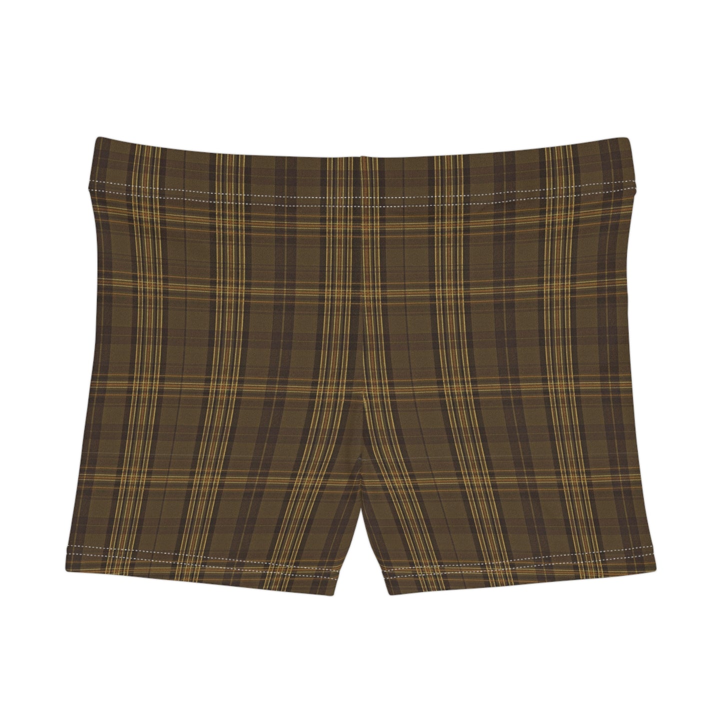 Women's Brown Plaid Active Shorts