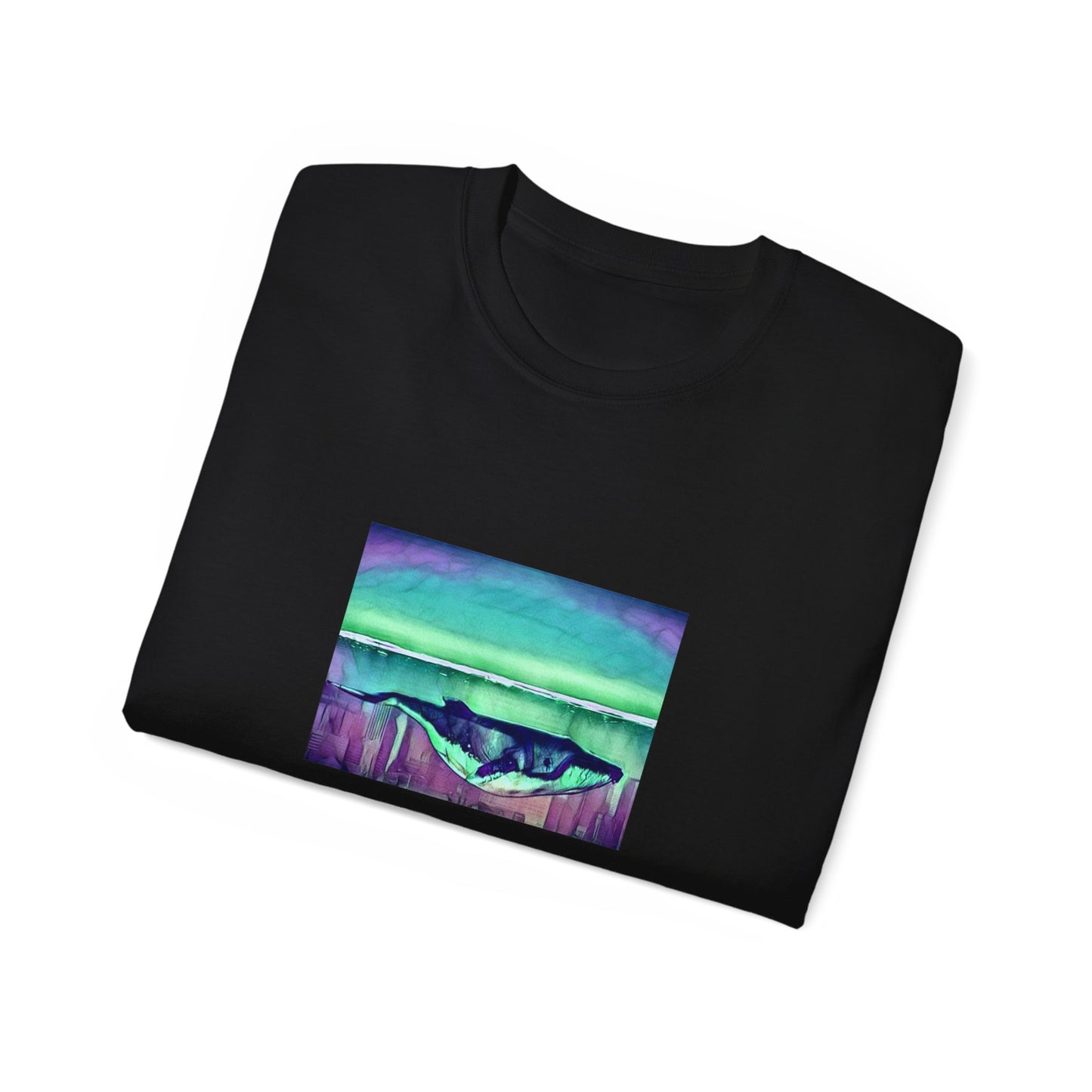 Bright Colored Art Whale Unisex Ultra Cotton Black T-Shirt