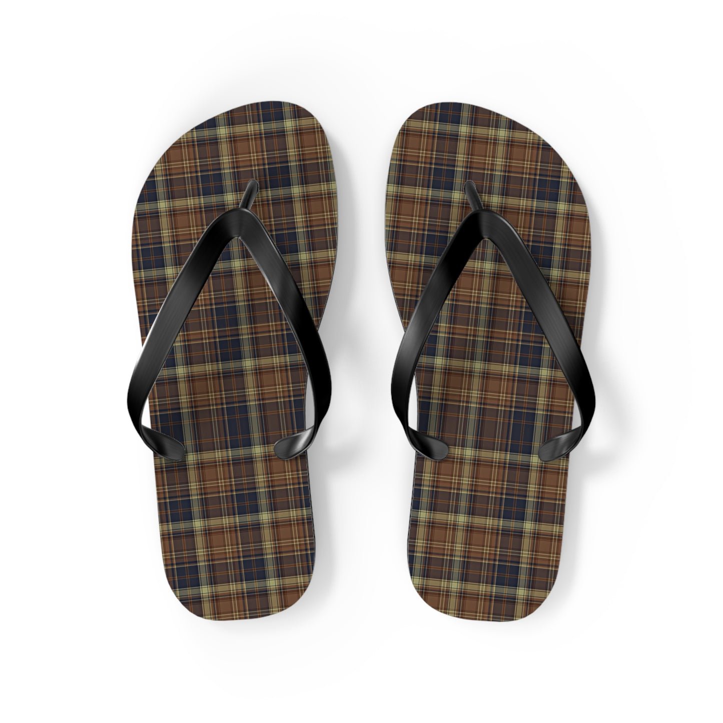 Men's Flip Flops | Brown Plaid