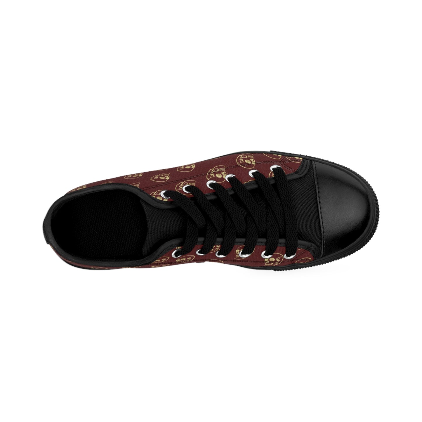 Skull Pattern Dark Brown Men's Low Top Sneakers