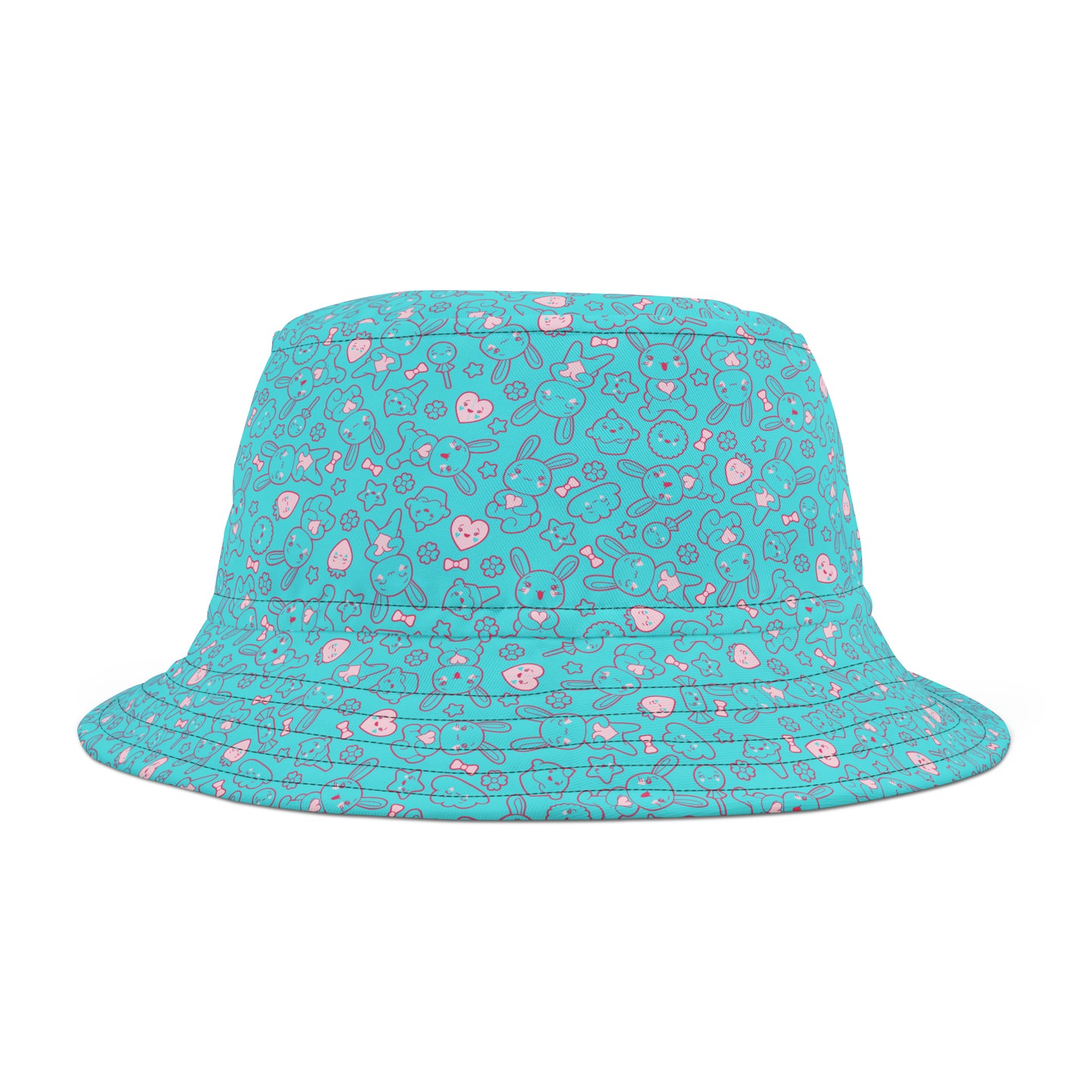 Bright Blue Kawaii Bunny Retro Y2K Bucket Hat