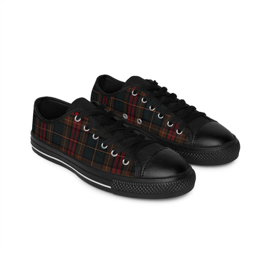 Green Red Plaid Women's Low Top Sneakers