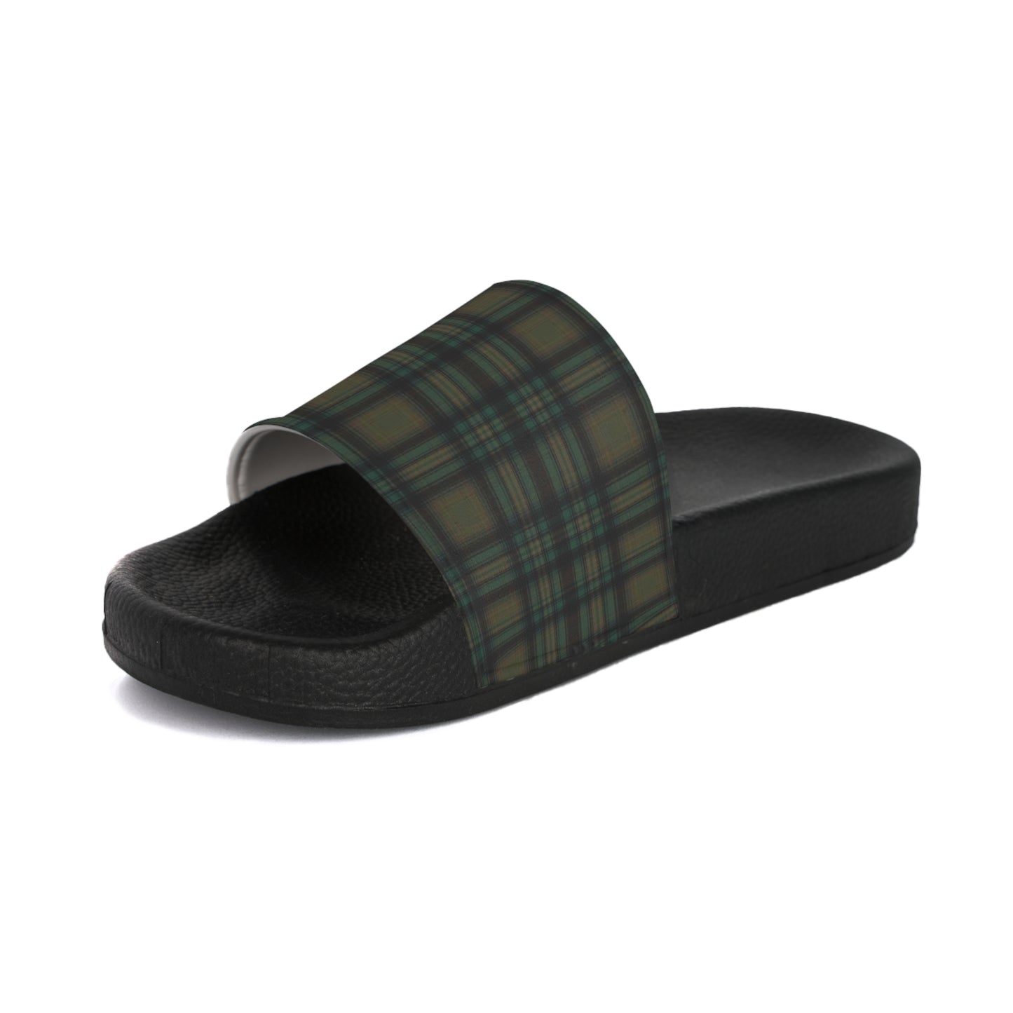 Women's Dark Green Plaid Punk Slide Sandals