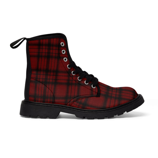 Women's Red Black Plaid Alt Boots