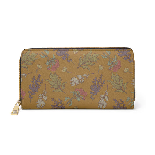 Yellow Mustard Floral Zipper Wallet