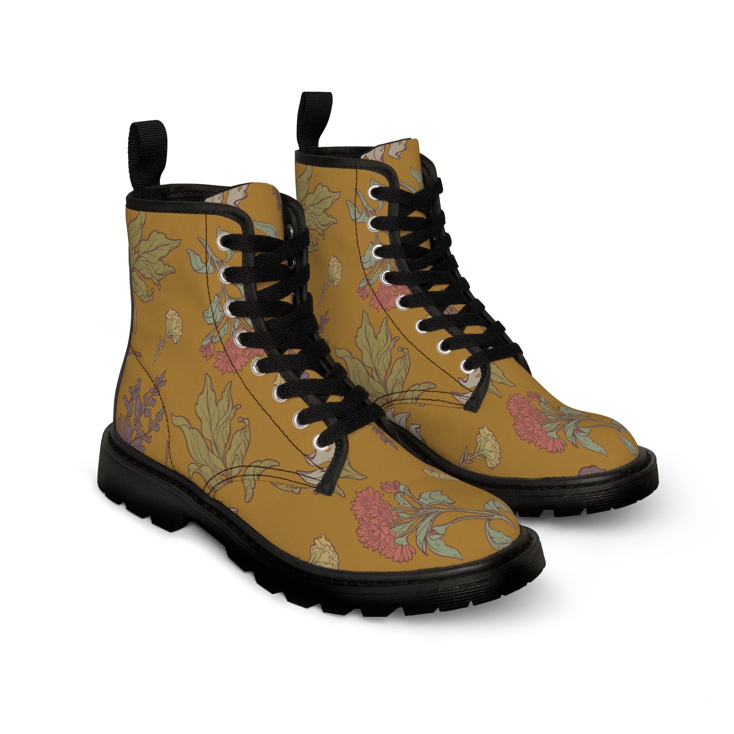 À la mode Women's Boho Mustard Yellow Floral Boots