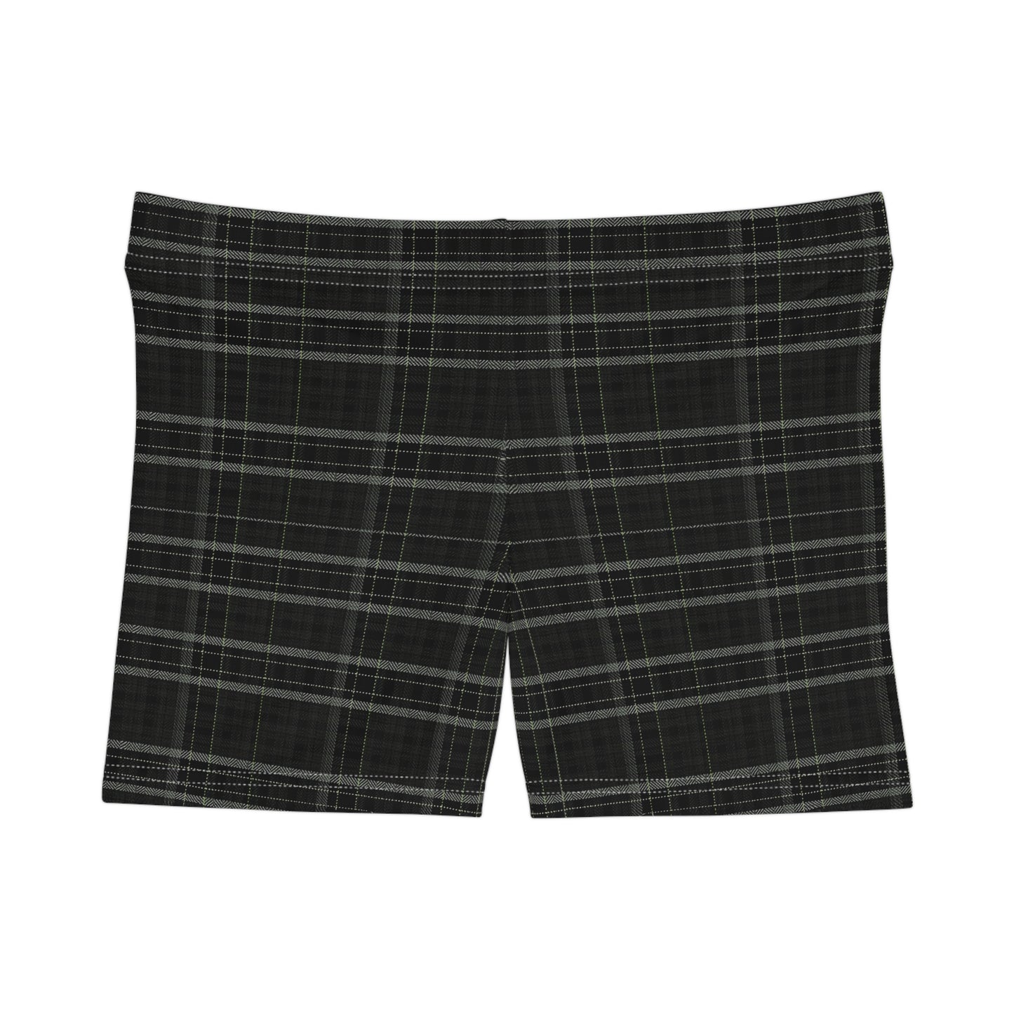 Women's Dark Gray Plaid Active Shorts