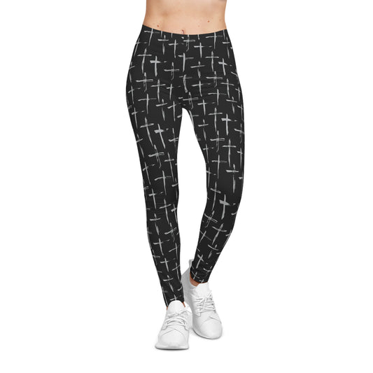 Grunge Crosses Women's Black Casual Leggings