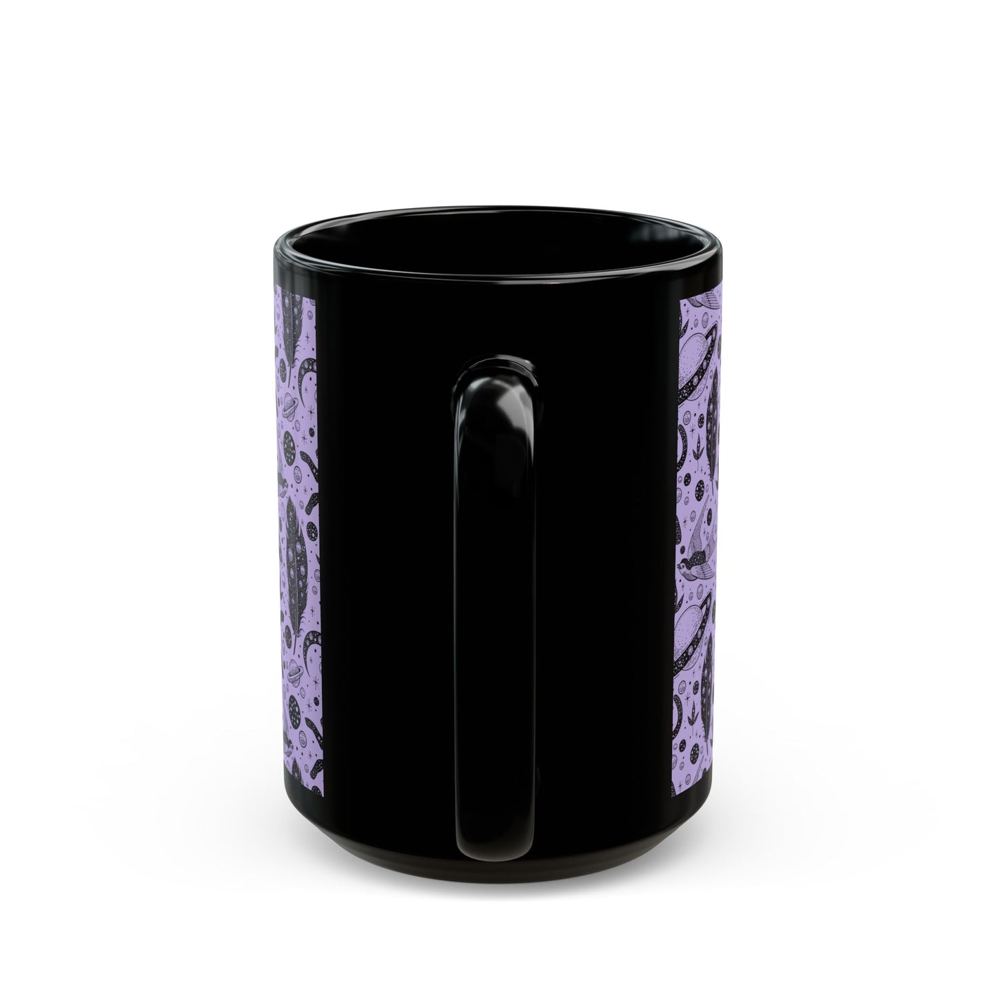 Purple Witchy Themed Black Mug 15 oz