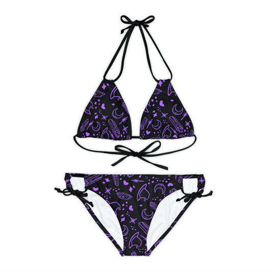 Purple Witchy Vibes Strappy Bikini Set