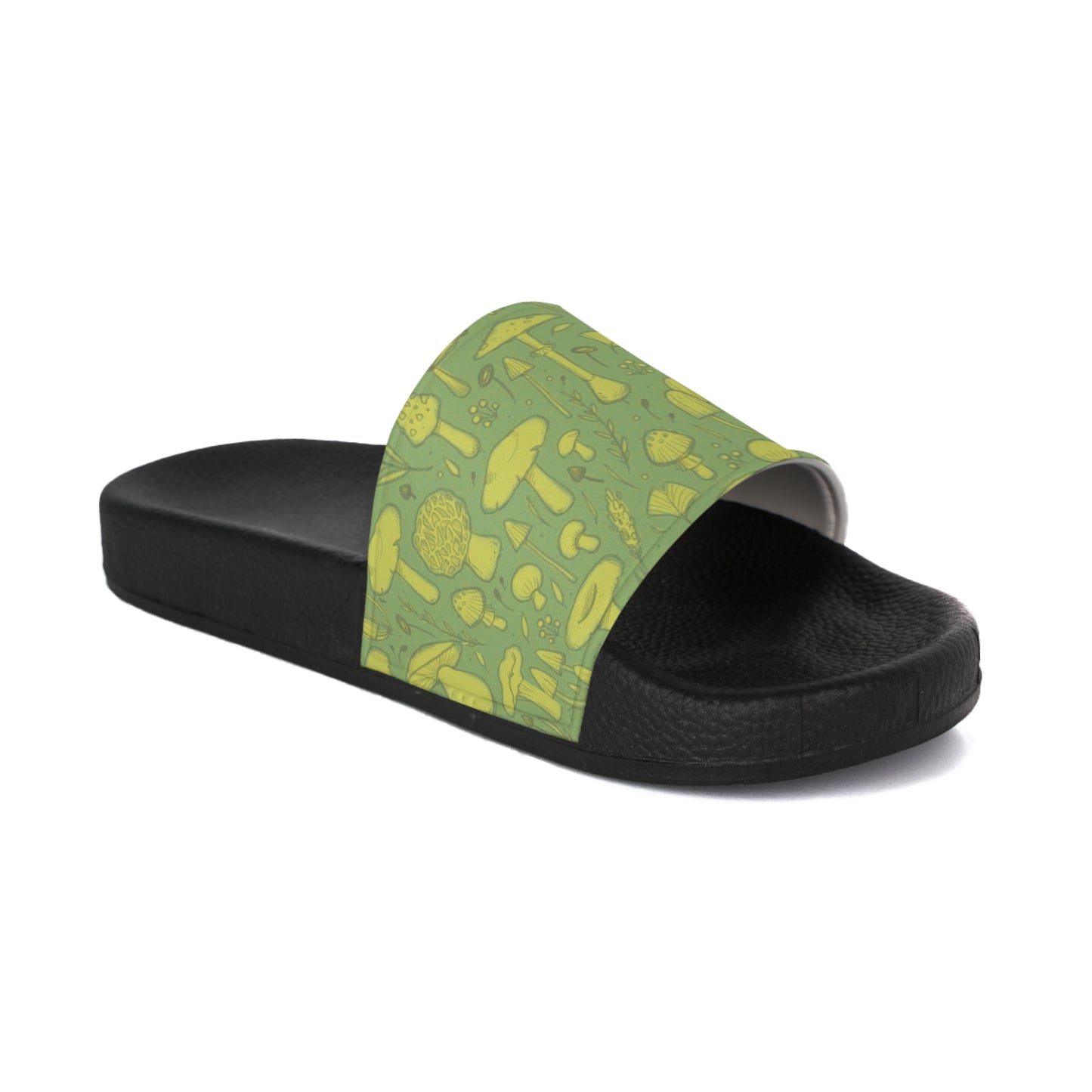 Women's Green Neon Shrooms Retro Slide Sandals