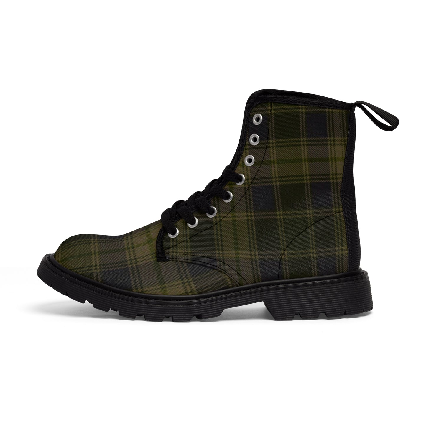 Women's Dark Army Green Plaid Boots