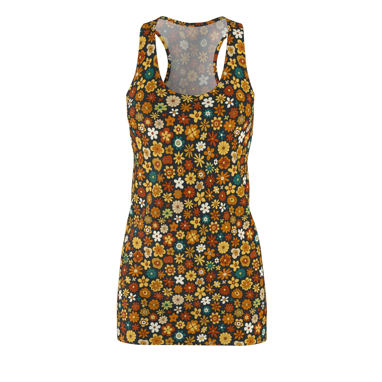 Groovy Flowers Women's Retro Racerback Dress