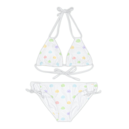 Kawaii Jelly Beans White Strappy Bikini Set