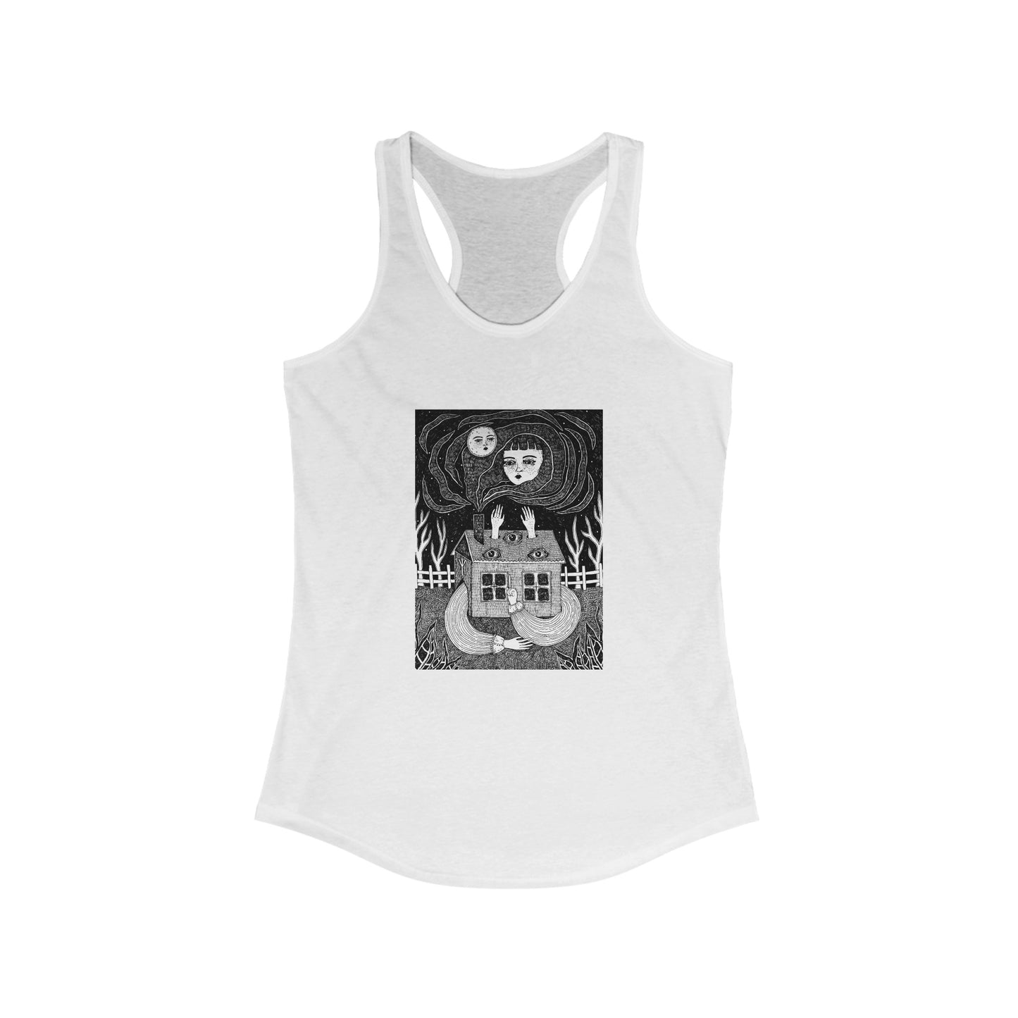 Cabin Creepy Art Women's Ideal Racerback Tank Top