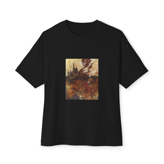 Black Oversized T-Shirt | Vintage Fairytale Art Unisex | The Wind's Tale Edmund Dulac, Fairy Tales of Hans Christian Andersen