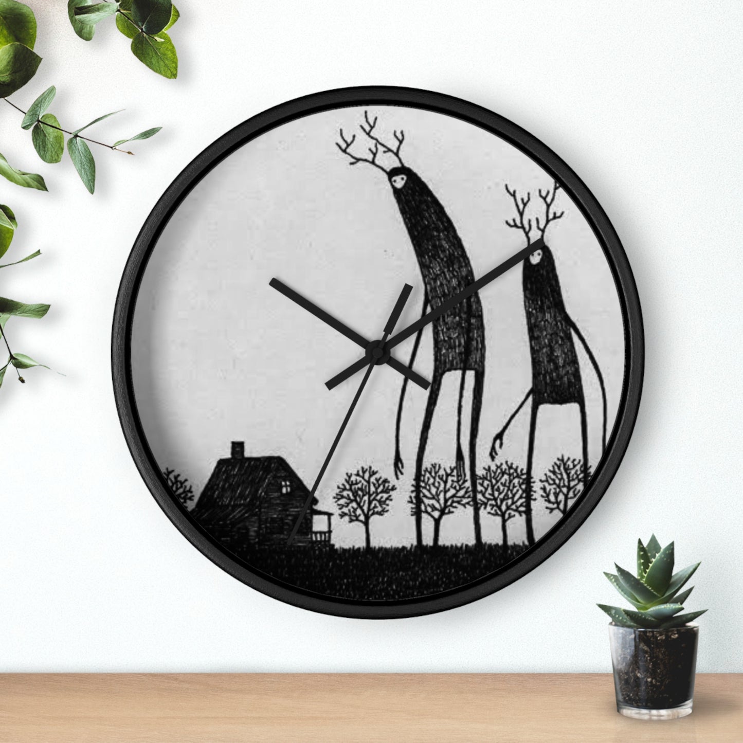 Wall Clock | Black White Spooky Art Giants