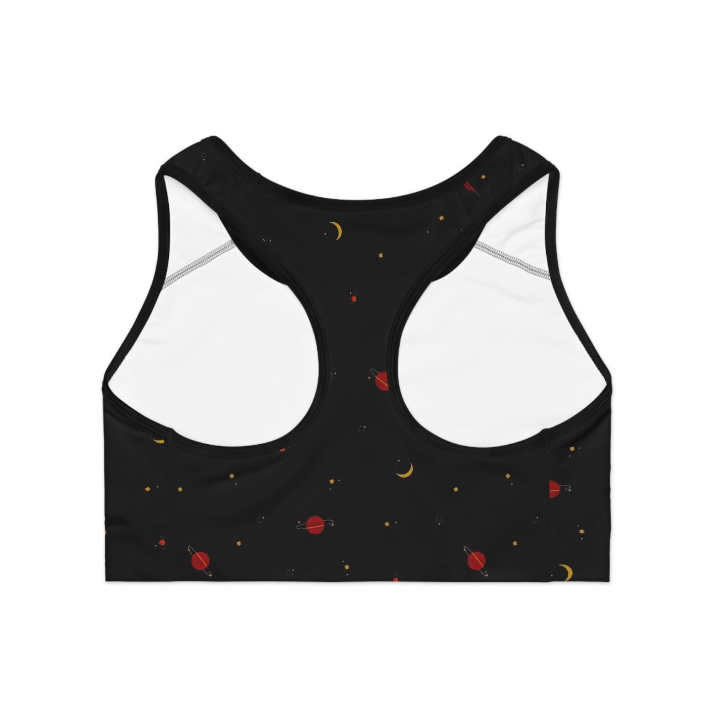 Space Themed Black Sports Bra