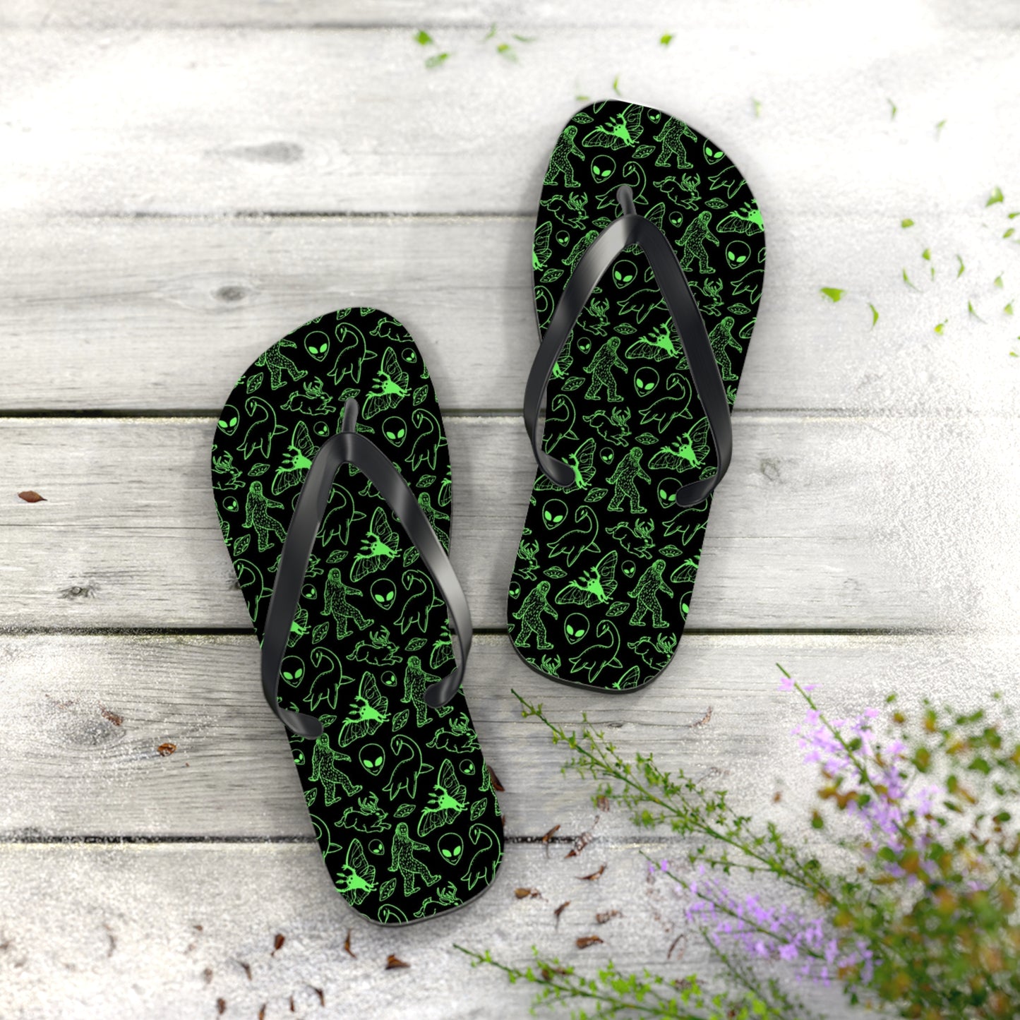 Cryptid Neon Green Men's Flip Flops