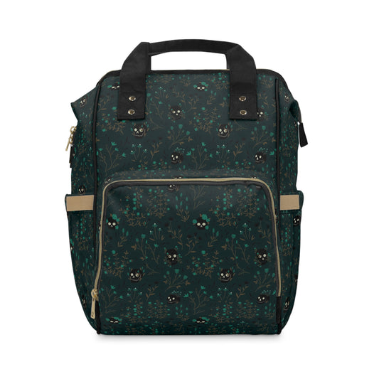 Cute Skulls Floral Teal Multifunctional Diaper Backpack