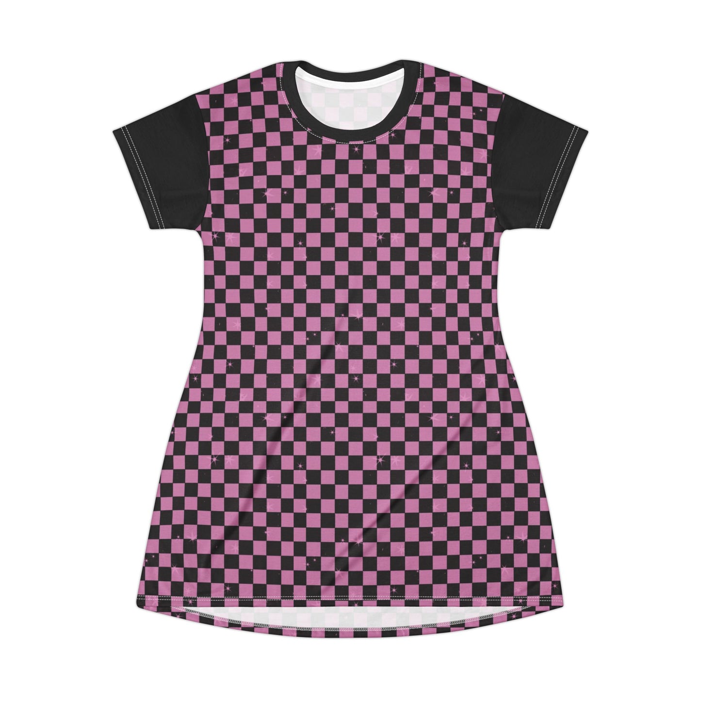 T-Shirt Dress Pink Black Y2K Checkered Theme