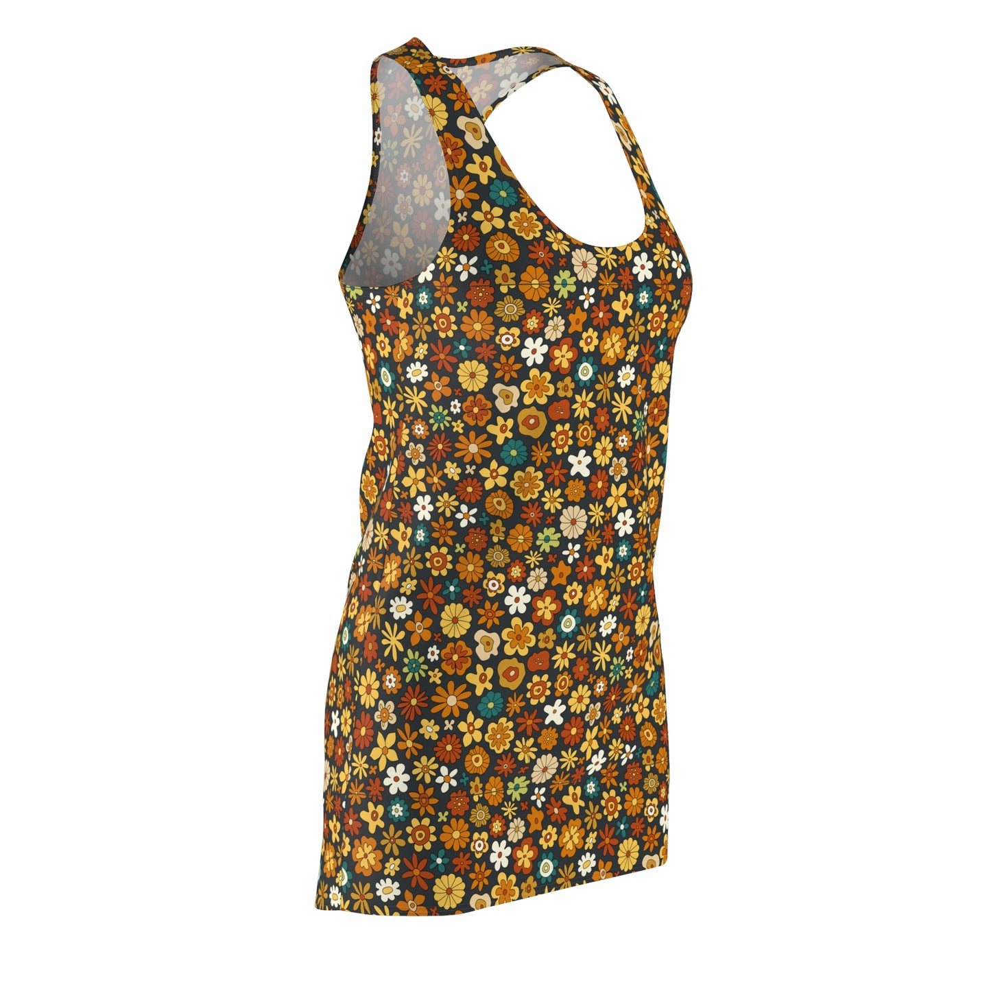 Groovy Flowers Women's Retro Racerback Dress