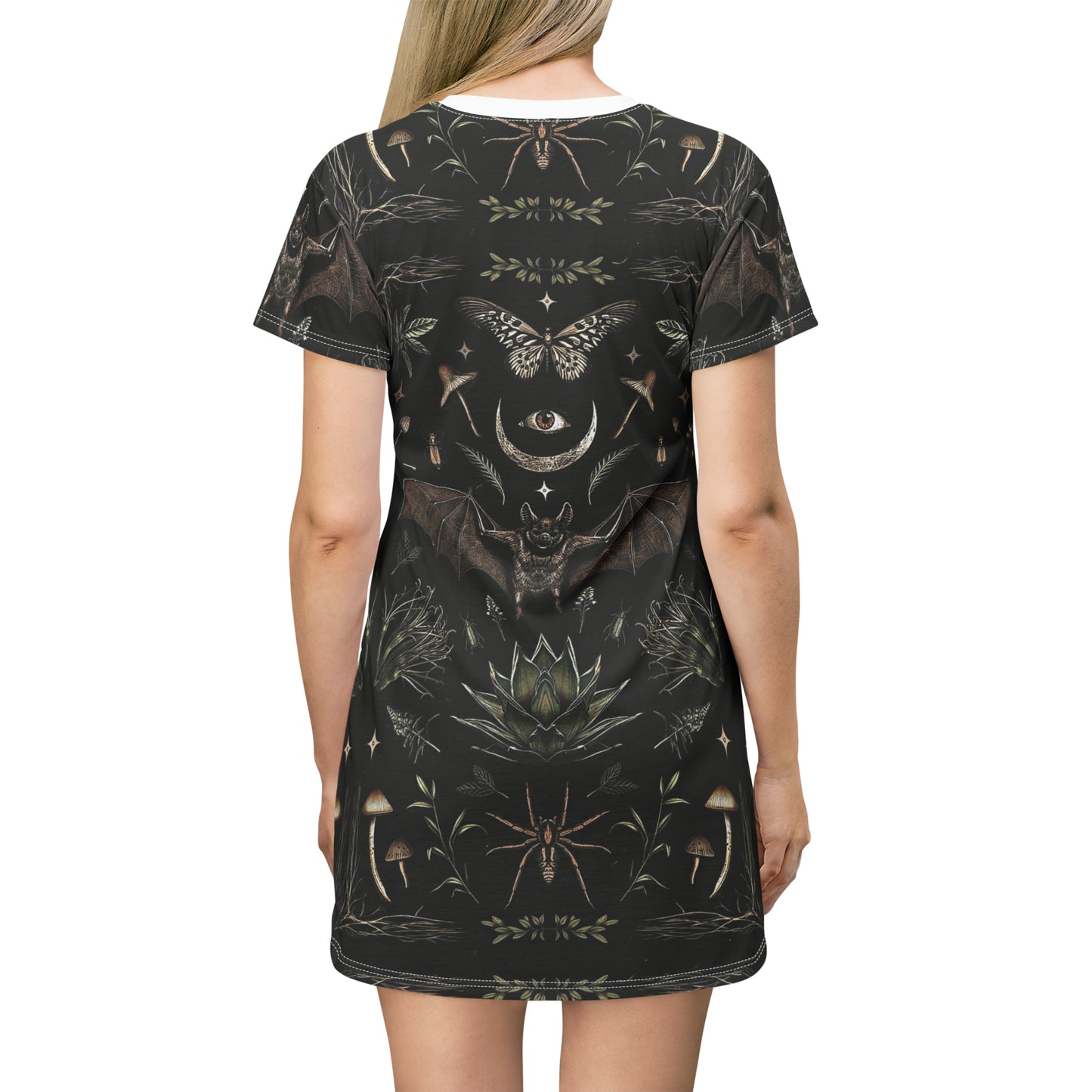 Vintage Style Bat Boho Goth T-Shirt Dress