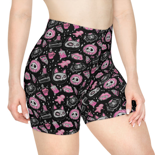 Pink and Black Witchy Vibes Women's Biker Shorts