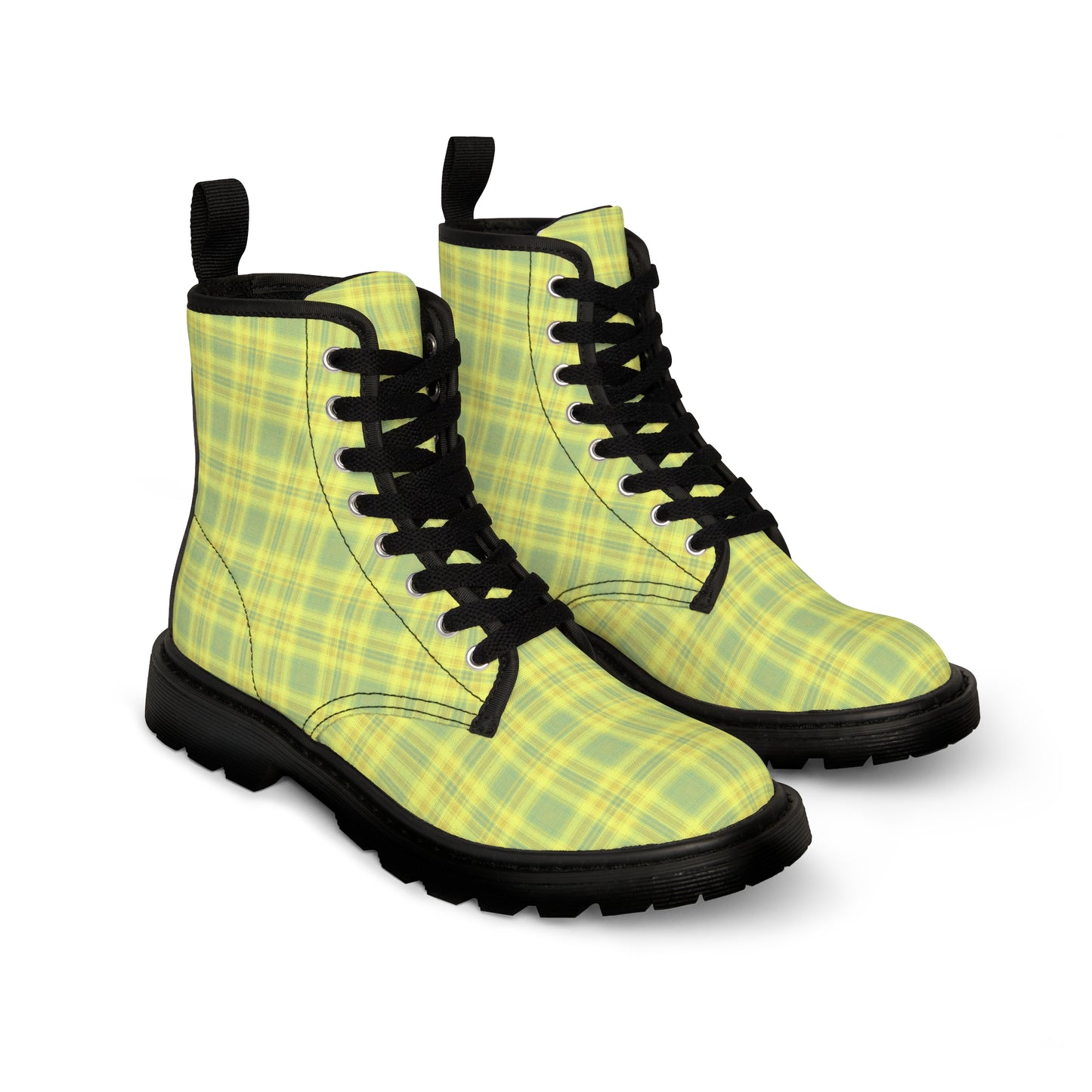 Women's Neon Yellow Plaid Alt Boots