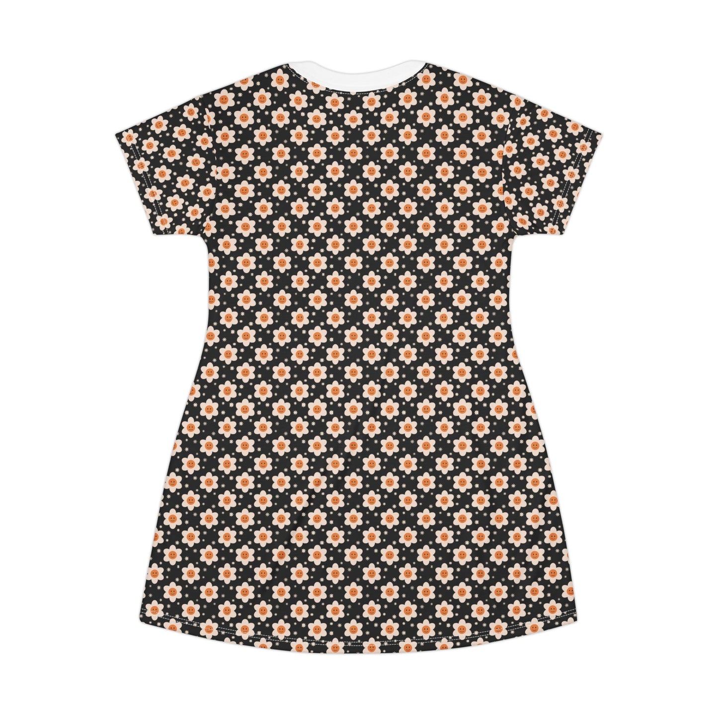 Smiley Face Daisies Y2K T-Shirt Dress