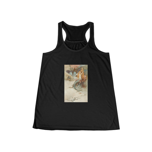 Mermaid Fairycore Women's Flowy Tank Top | Book of Fairy Poetry 1920 Look like a fountain of gold art print by Warwick Goble